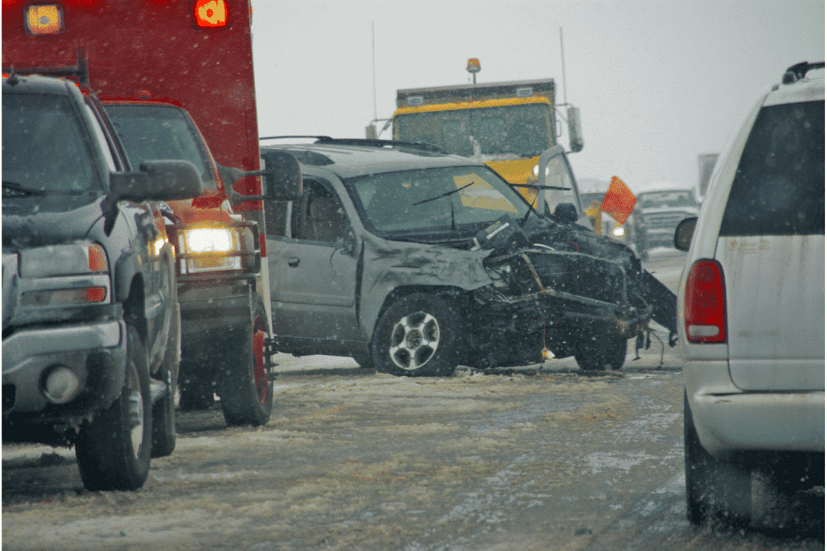 Vehicles involved in an accident on the highway