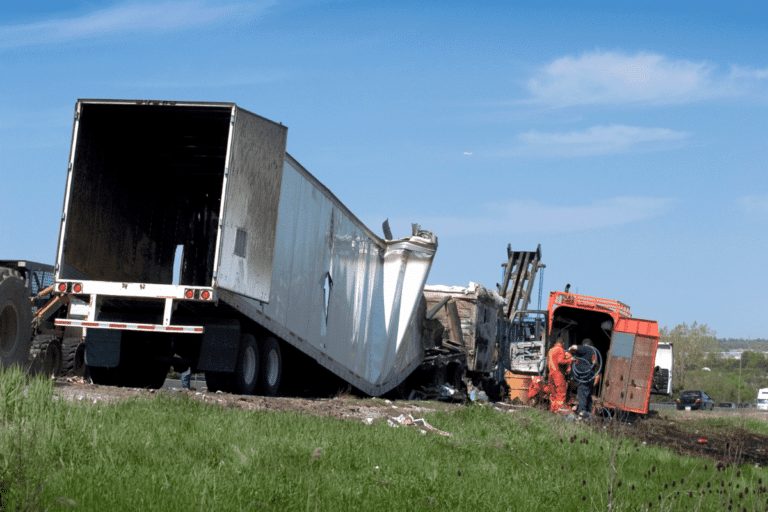 Trucks involved in a crash