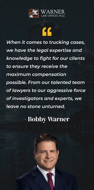 Quote graphic on truck accident legal support from truck accident lawyer Bobby Warner